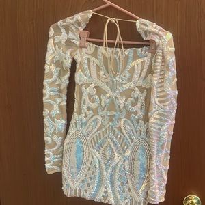 iridescent lucy in the sky long-sleeved short dress